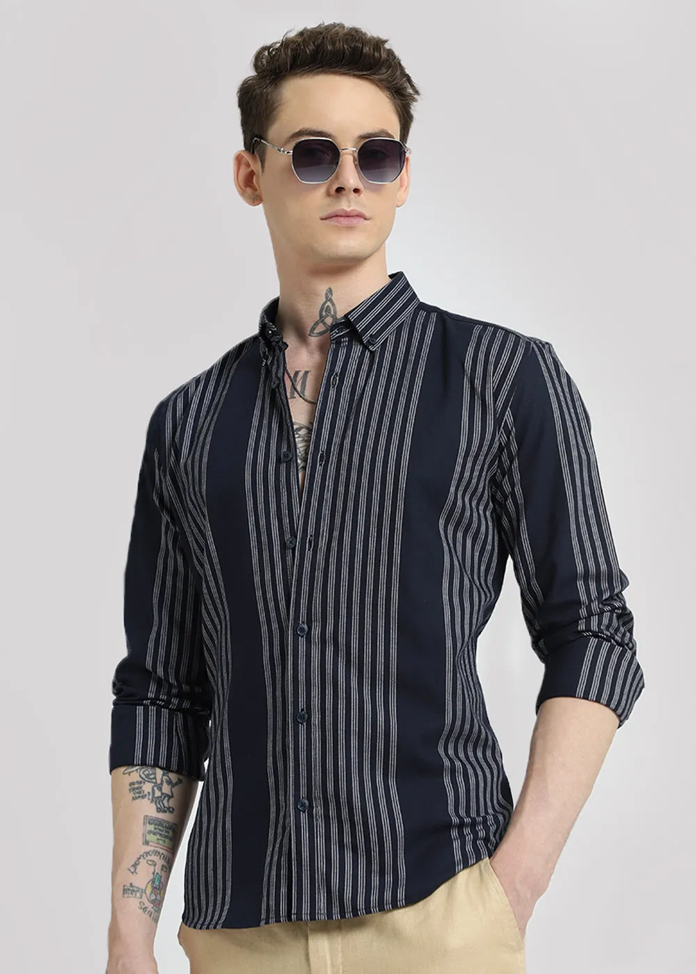 Blue Stripe Cotton Shirt