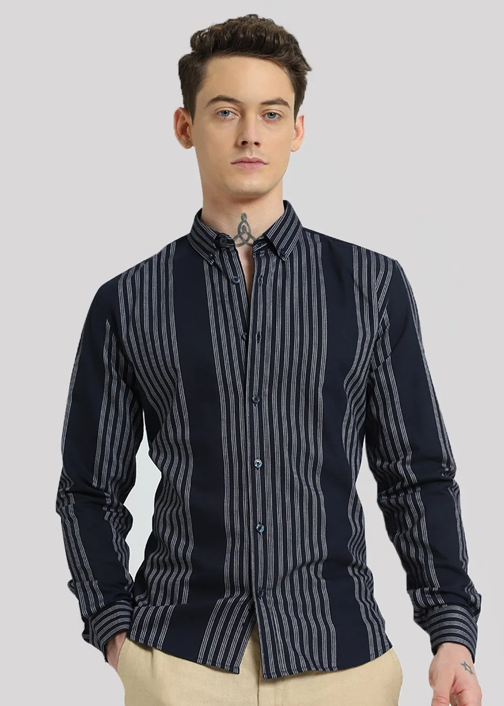 Blue Stripe Cotton Shirt