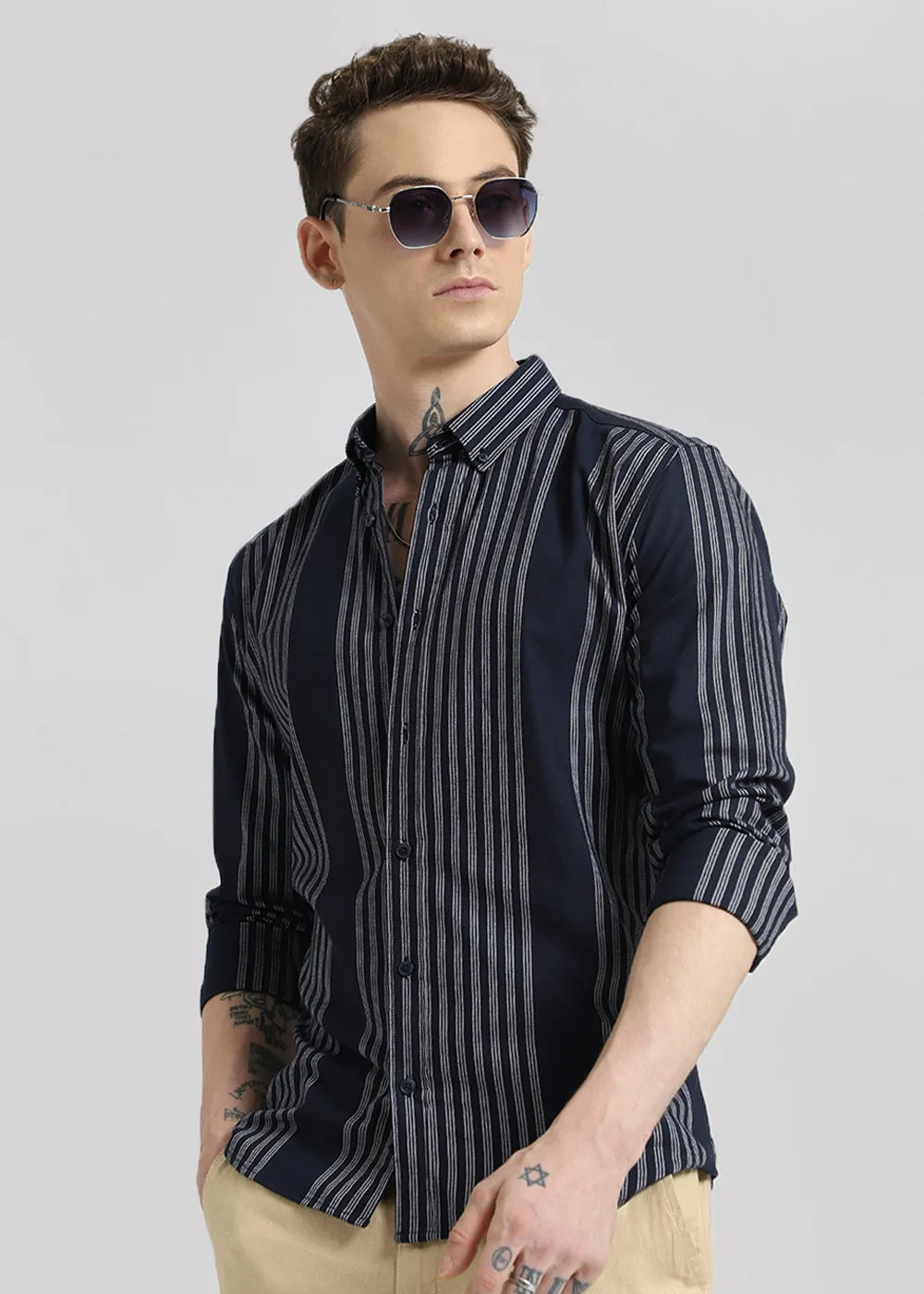 Blue Stripe Cotton Shirt