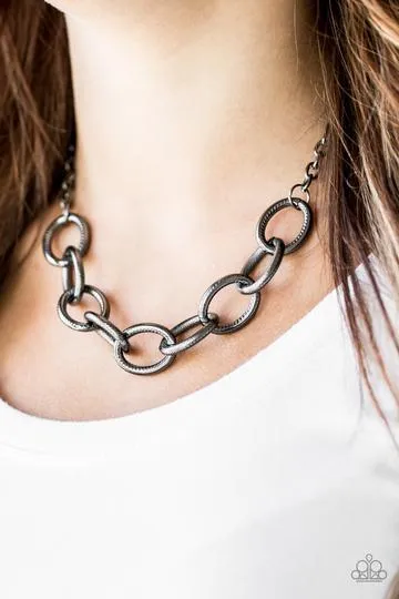 Boldly Bronx Gunmetal Black Necklace - Paparazzi Accessories