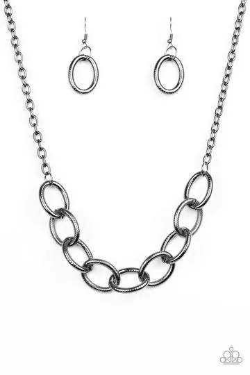 Boldly Bronx Gunmetal Black Necklace - Paparazzi Accessories