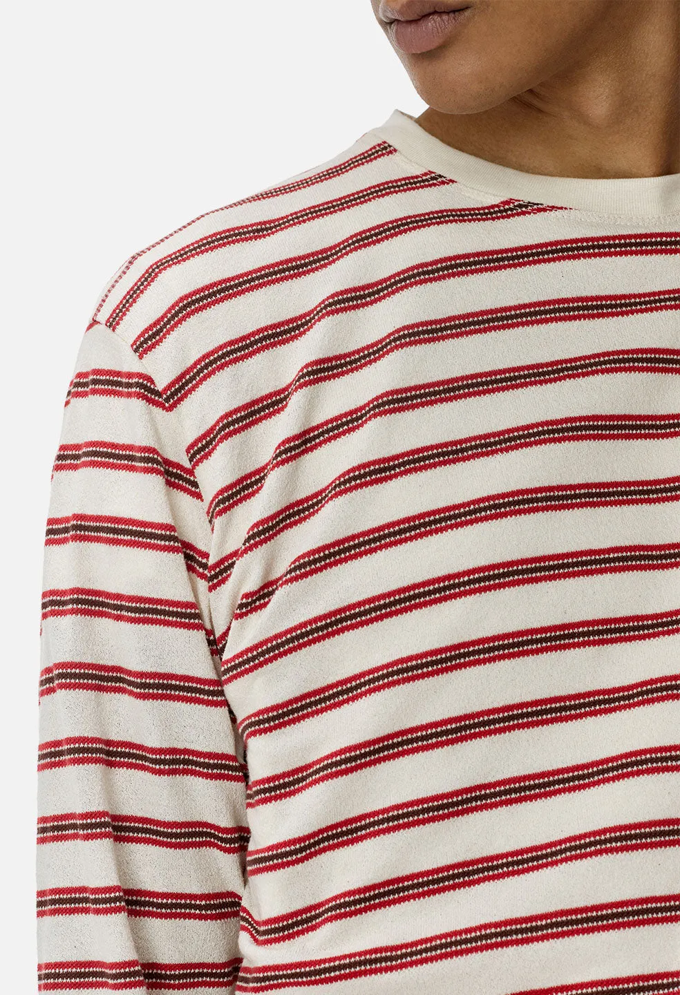 Boucle Border LS Tee / Ivory X Red