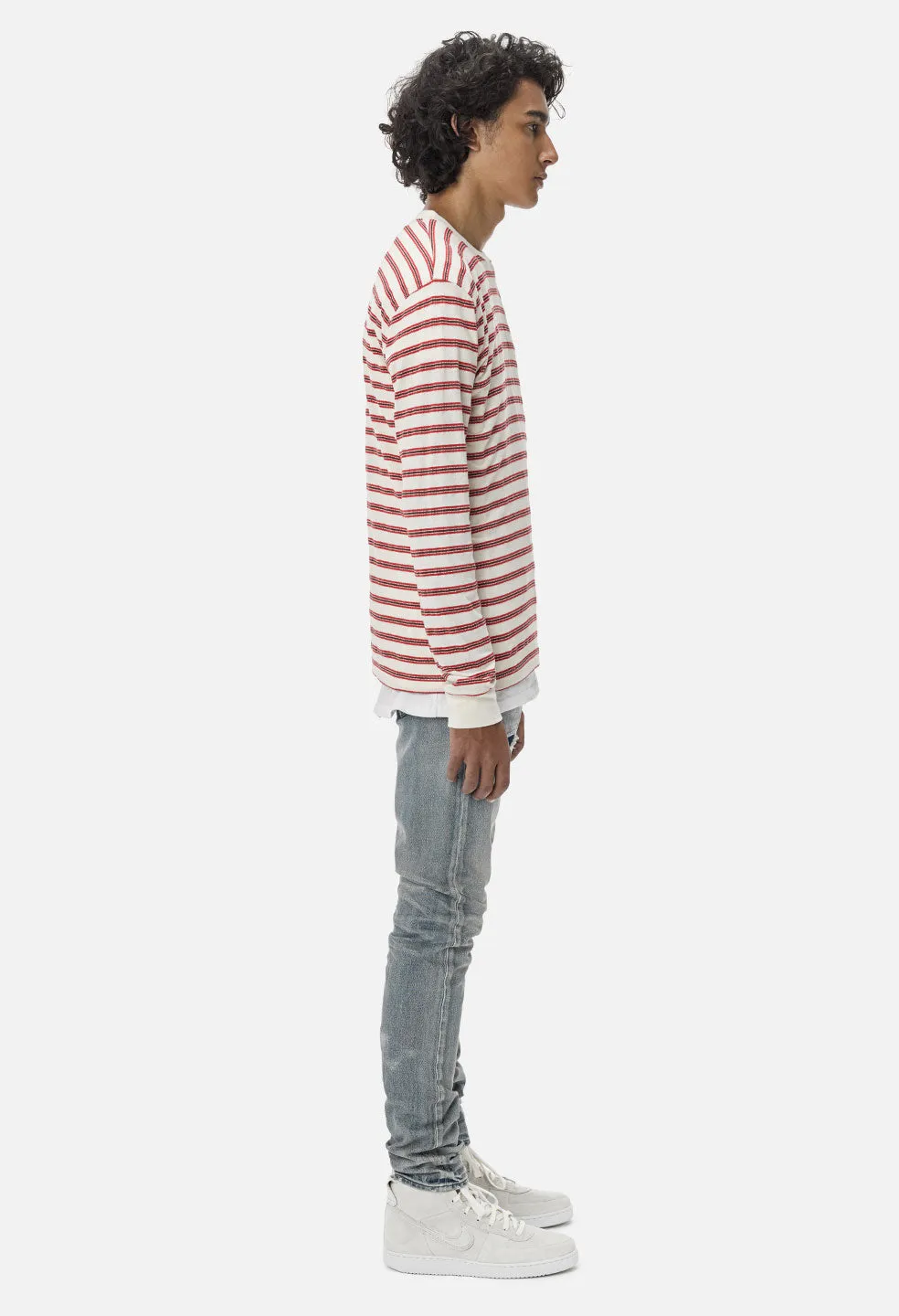 Boucle Border LS Tee / Ivory X Red