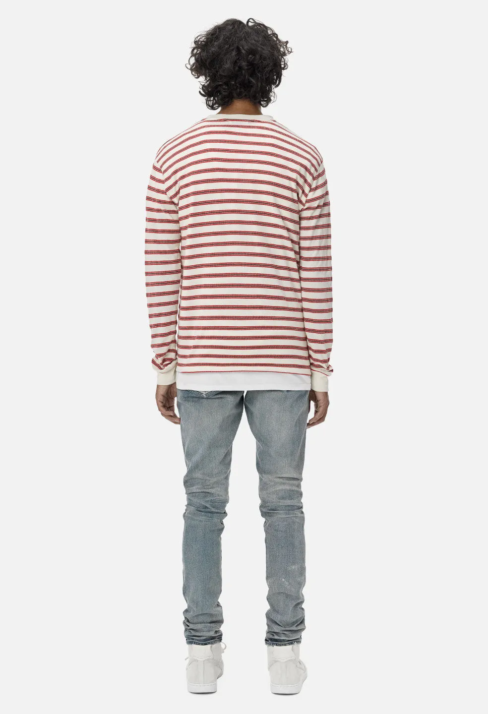 Boucle Border LS Tee / Ivory X Red