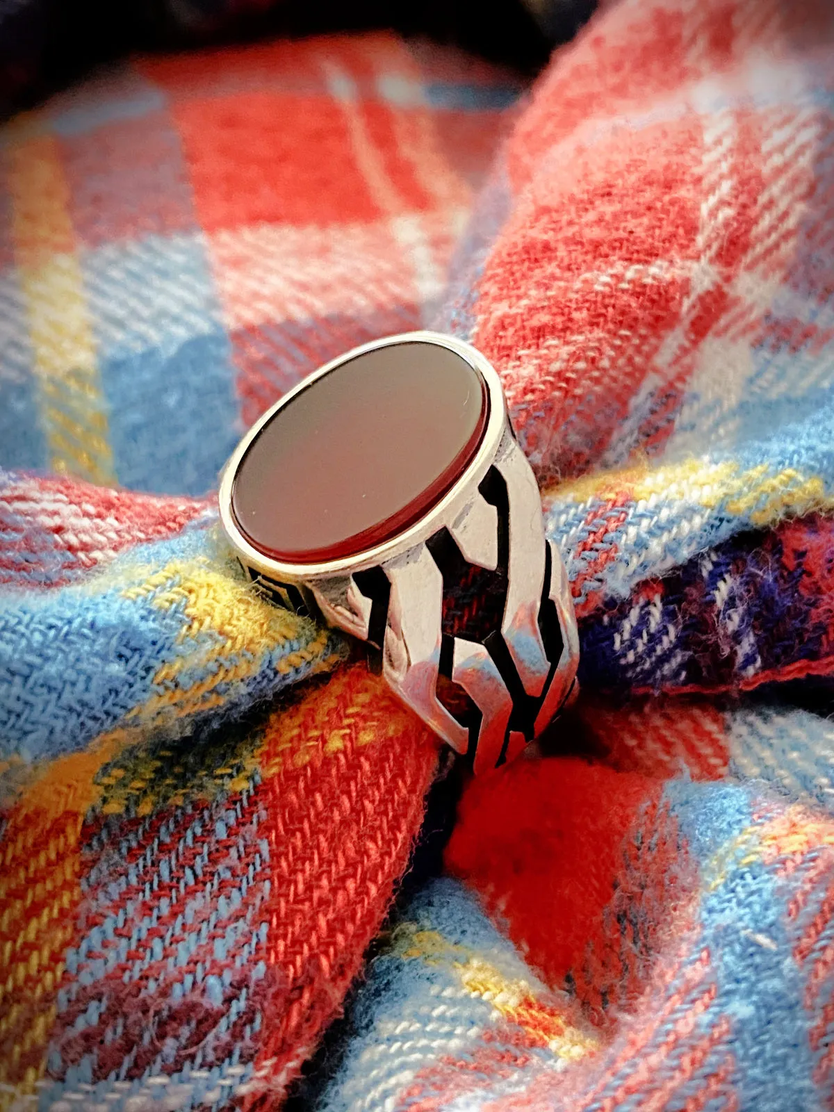 Braided Carnelian Signet Ring