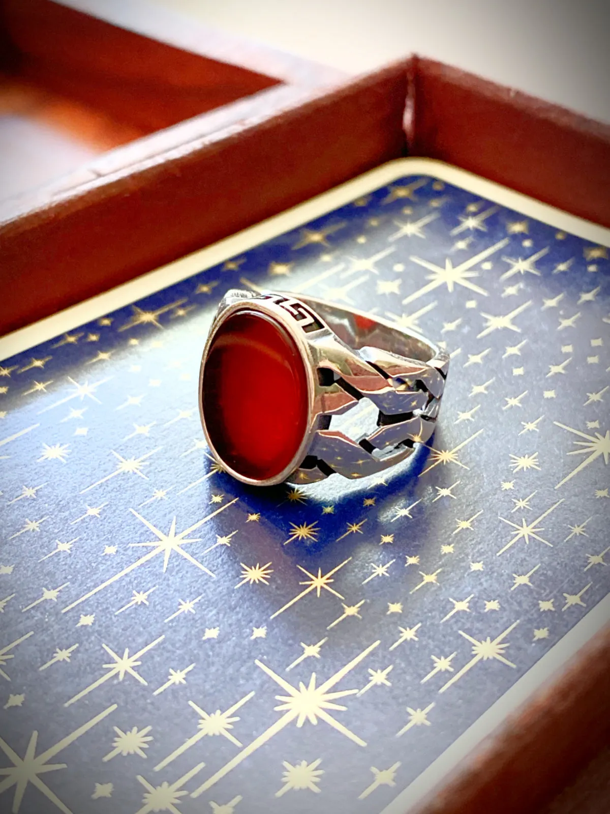 Braided Carnelian Signet Ring