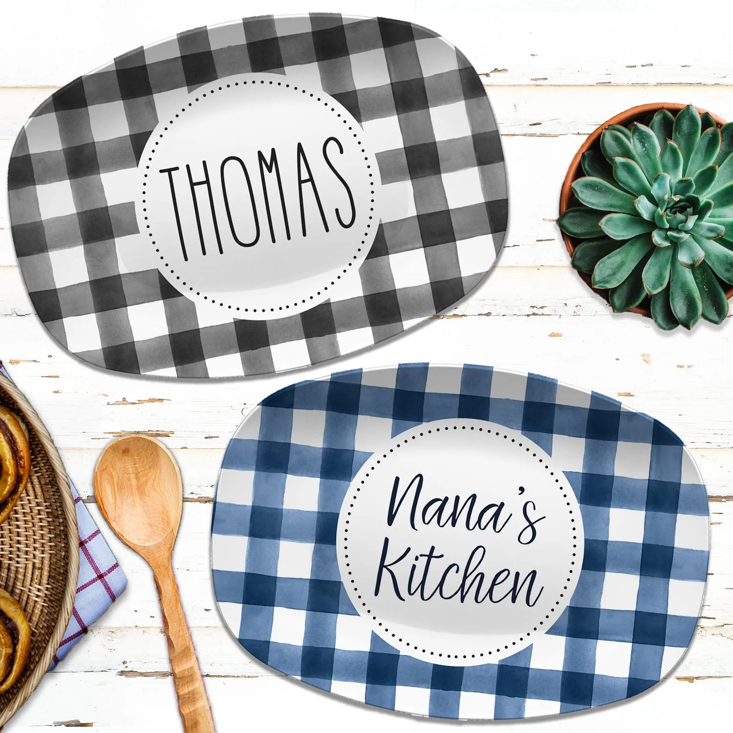 Buffalo Plaid Personalized Platters