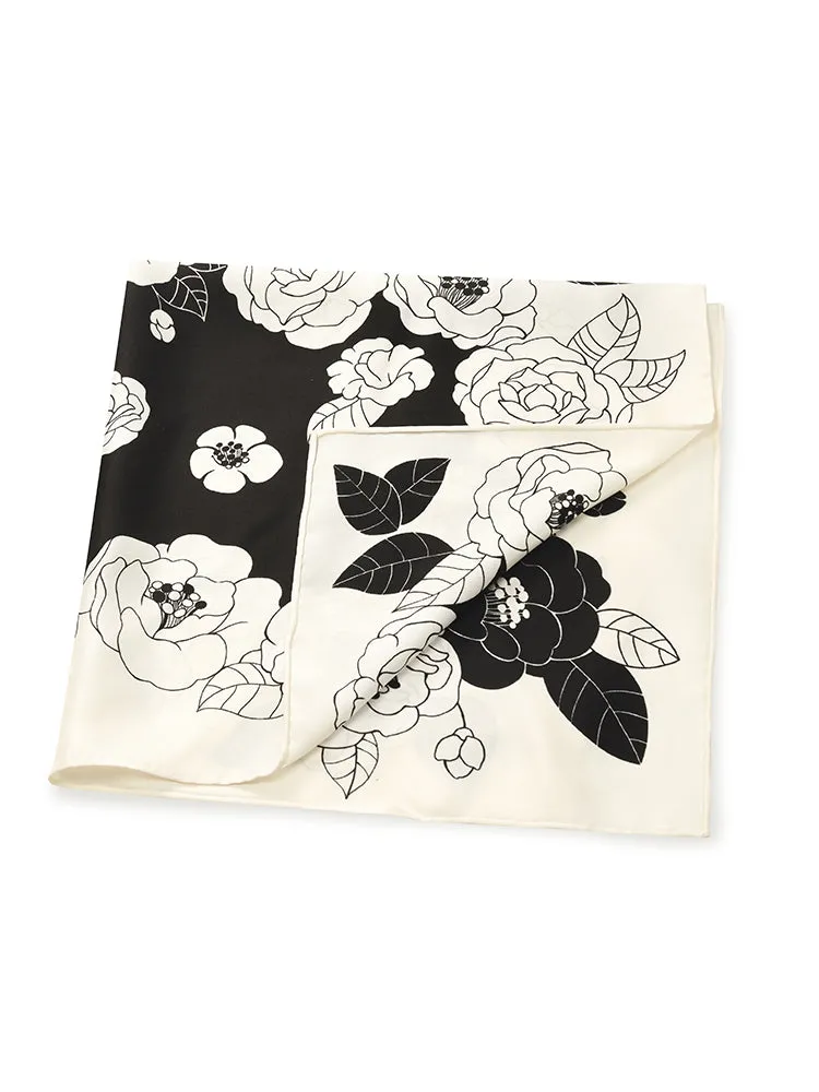 Camellia Printed 60 Square Pure Silk Scarf