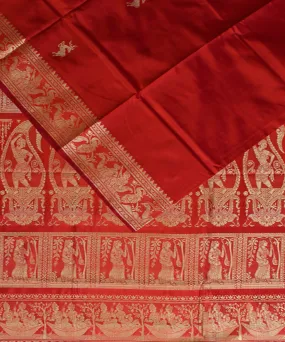 Carrot orange handwoven baluchari silk saree