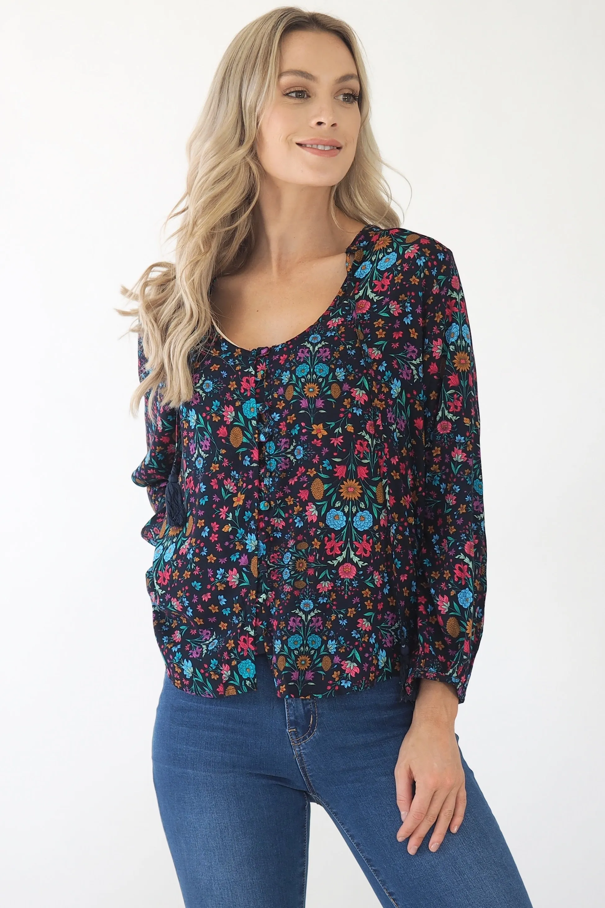 Clementine Blouse- Black/ Multi colour