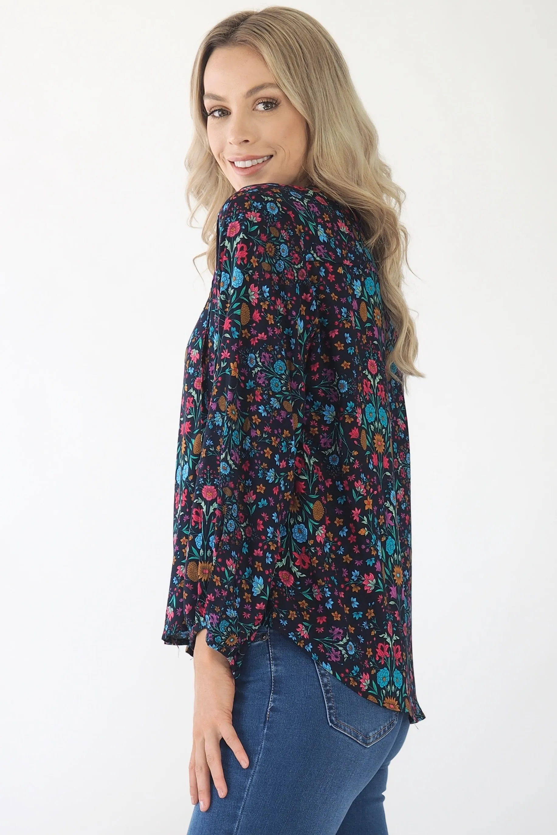 Clementine Blouse- Black/ Multi colour