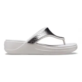 Crocs women's flip-flop sandal Monterey Wedge Flip W 206303-0GO platinum silver