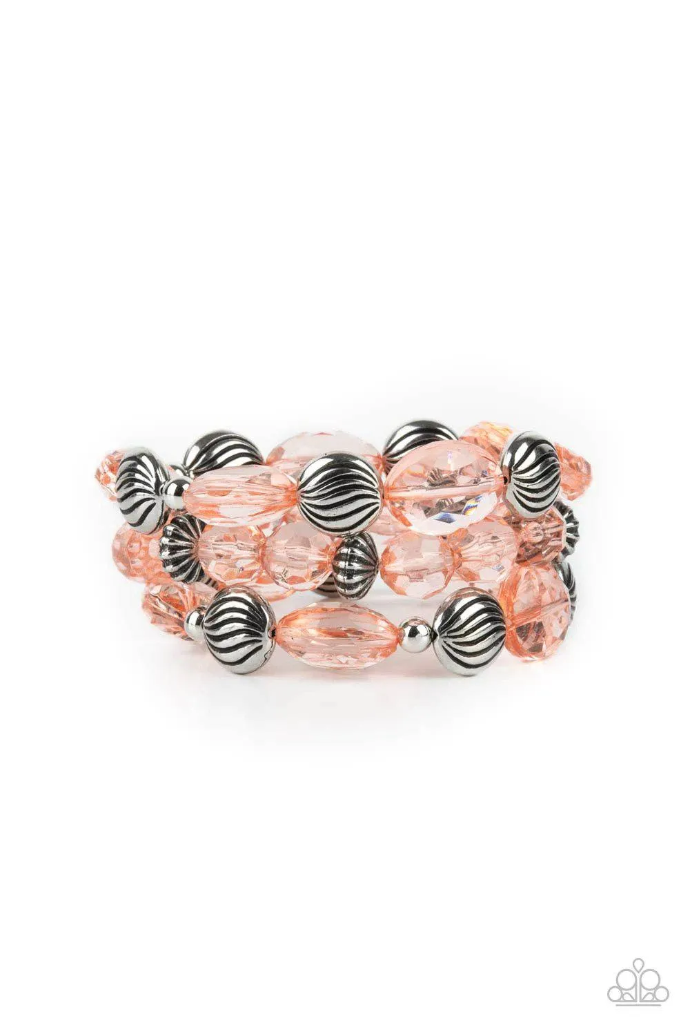 Crystal Charisma Coral & Silver Bracelet - Paparazzi Accessories