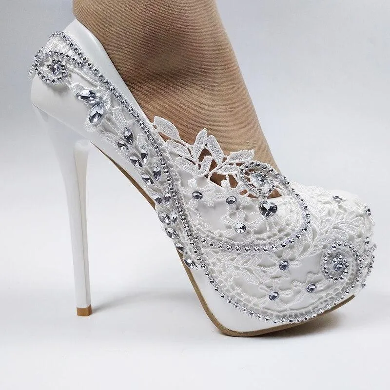 Crystal Floral Wedding Pumps Shoes