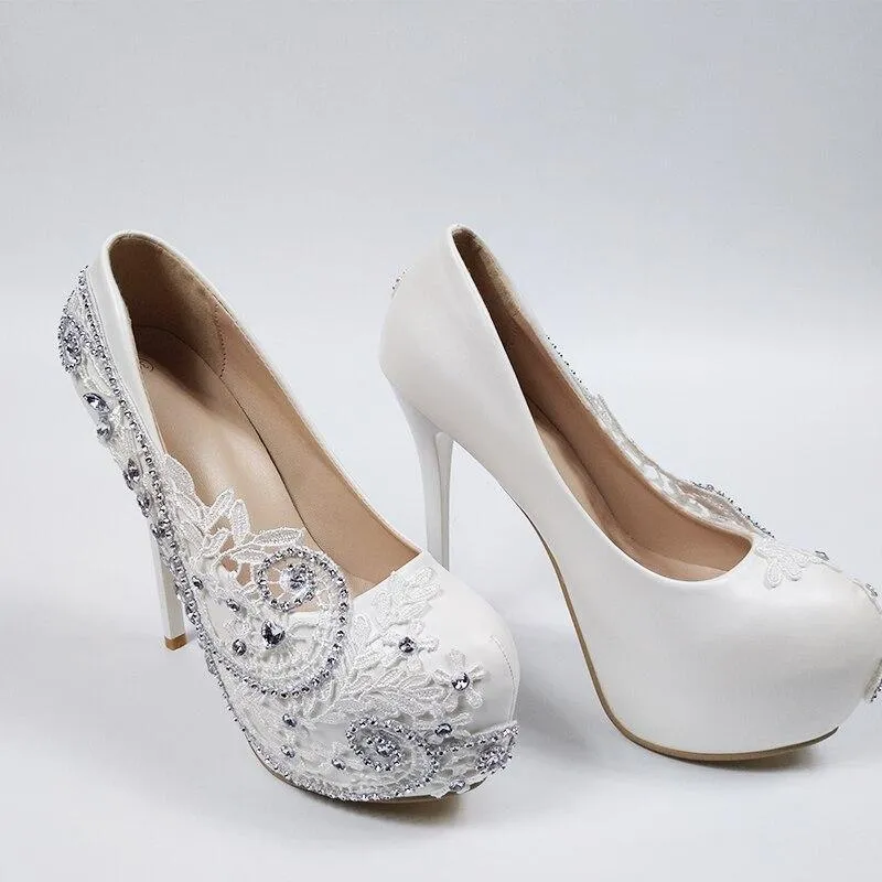 Crystal Floral Wedding Pumps Shoes