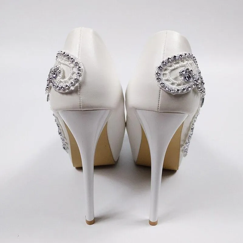 Crystal Floral Wedding Pumps Shoes