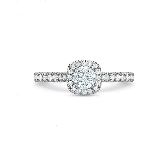 Cushion Halo Engagement Ring .75tw