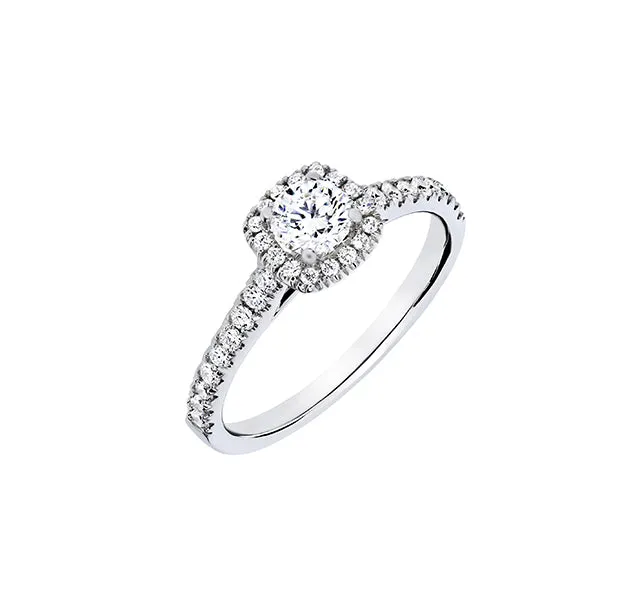 Cushion Halo Engagement Ring .75tw