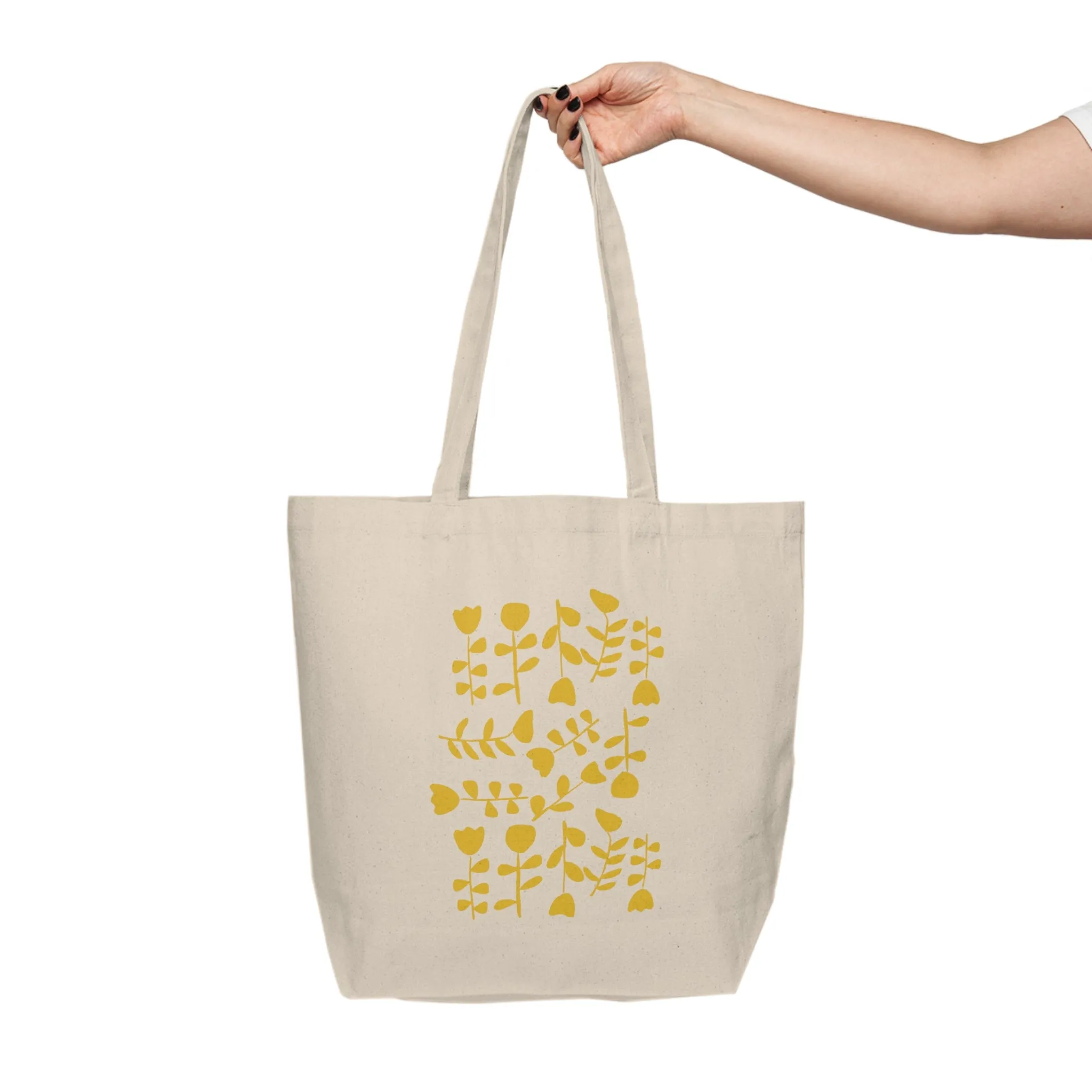 Dancing Tulips Yellow Canvas Tote