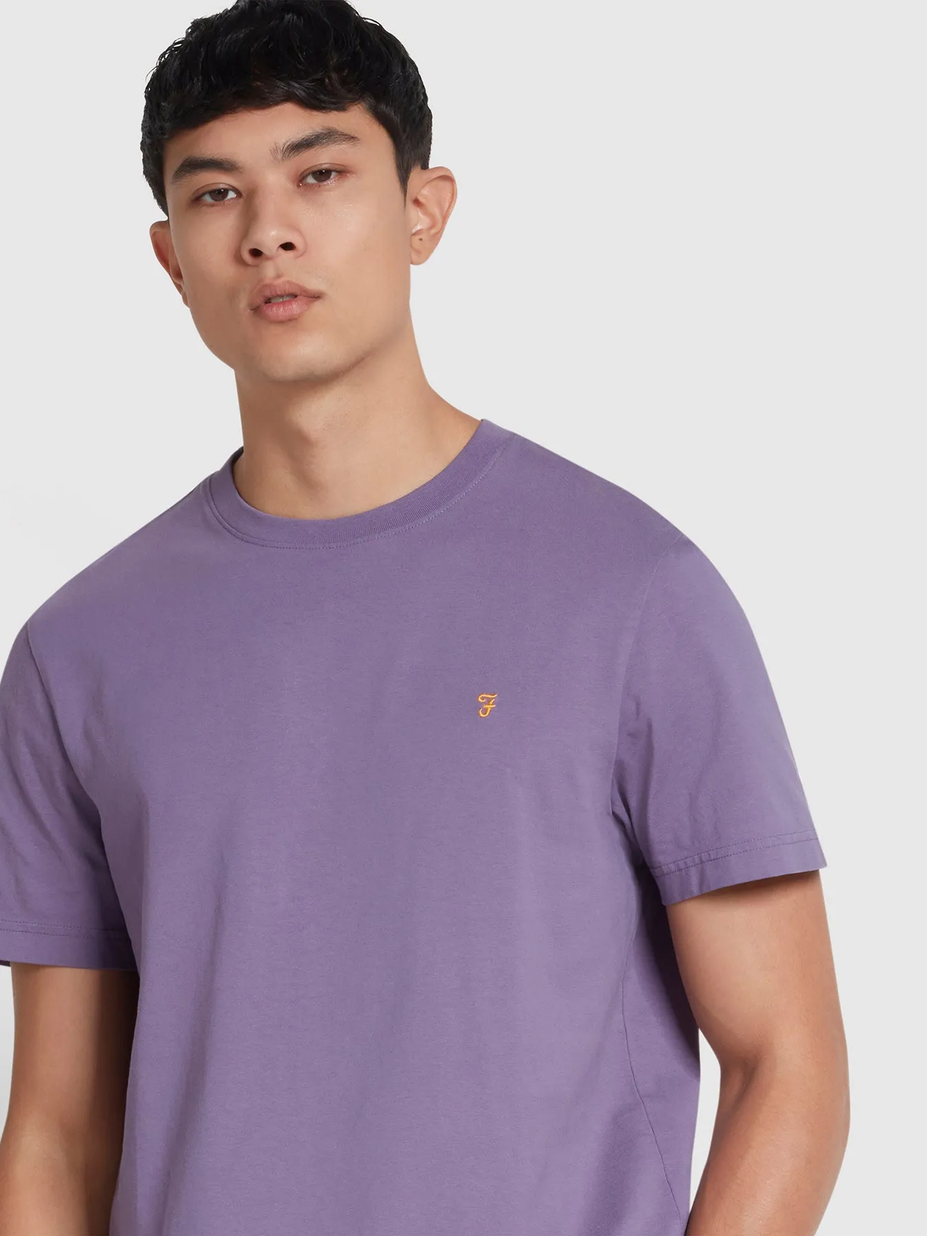 Danny Regular Fit Organic Cotton T-Shirt In Slate Purple