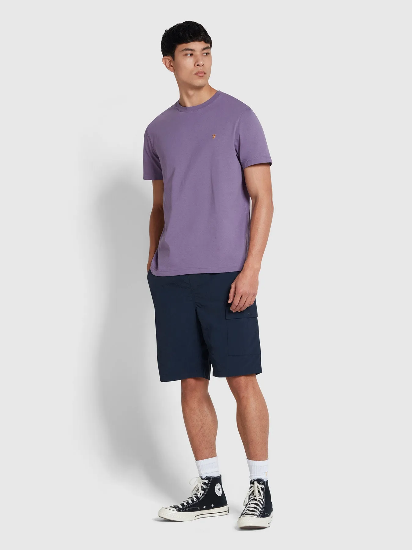 Danny Regular Fit Organic Cotton T-Shirt In Slate Purple