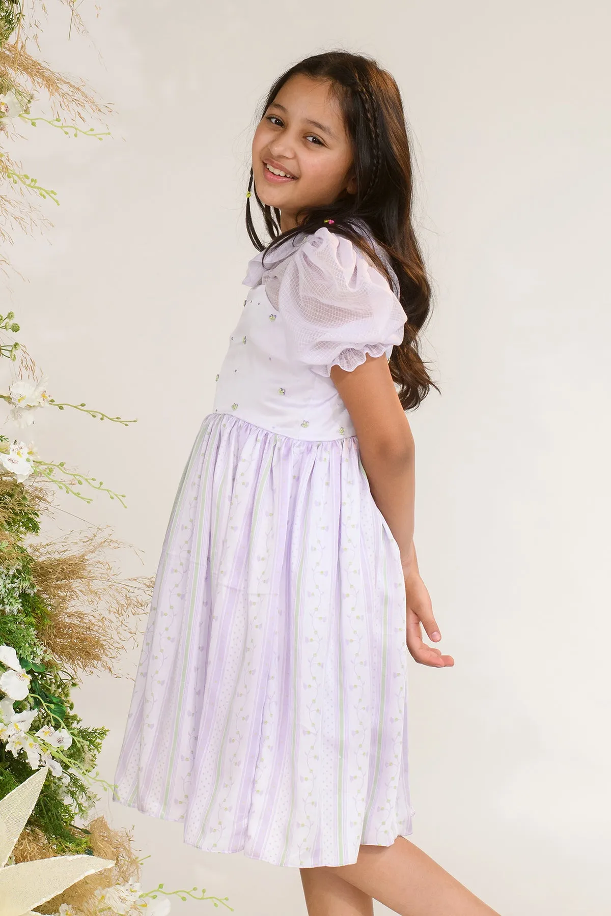 Days of Wonder- German Satin Dress With Kota Doriya Shirt For Girls