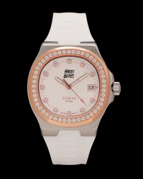 DC Harley Quinn TQ029L-AD3 (Rosegold/White) with White Swarovski Crystal (White Rubber Strap)