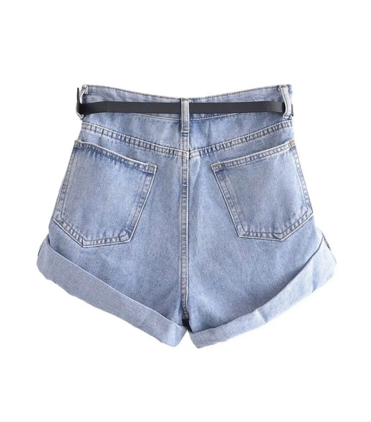 Denim Paper Bag Shorts