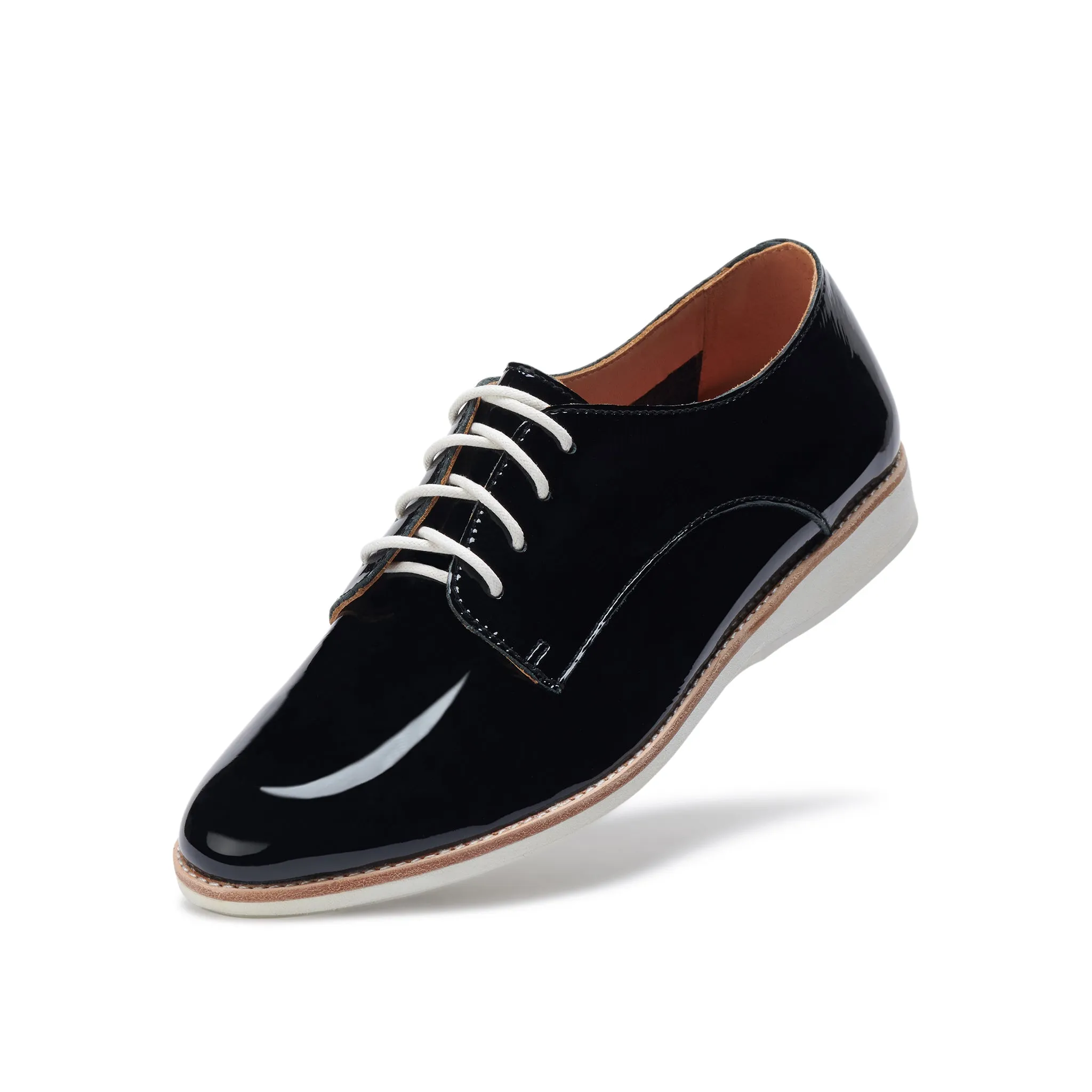 Derby Super Soft Black Patent Crinkle Leather