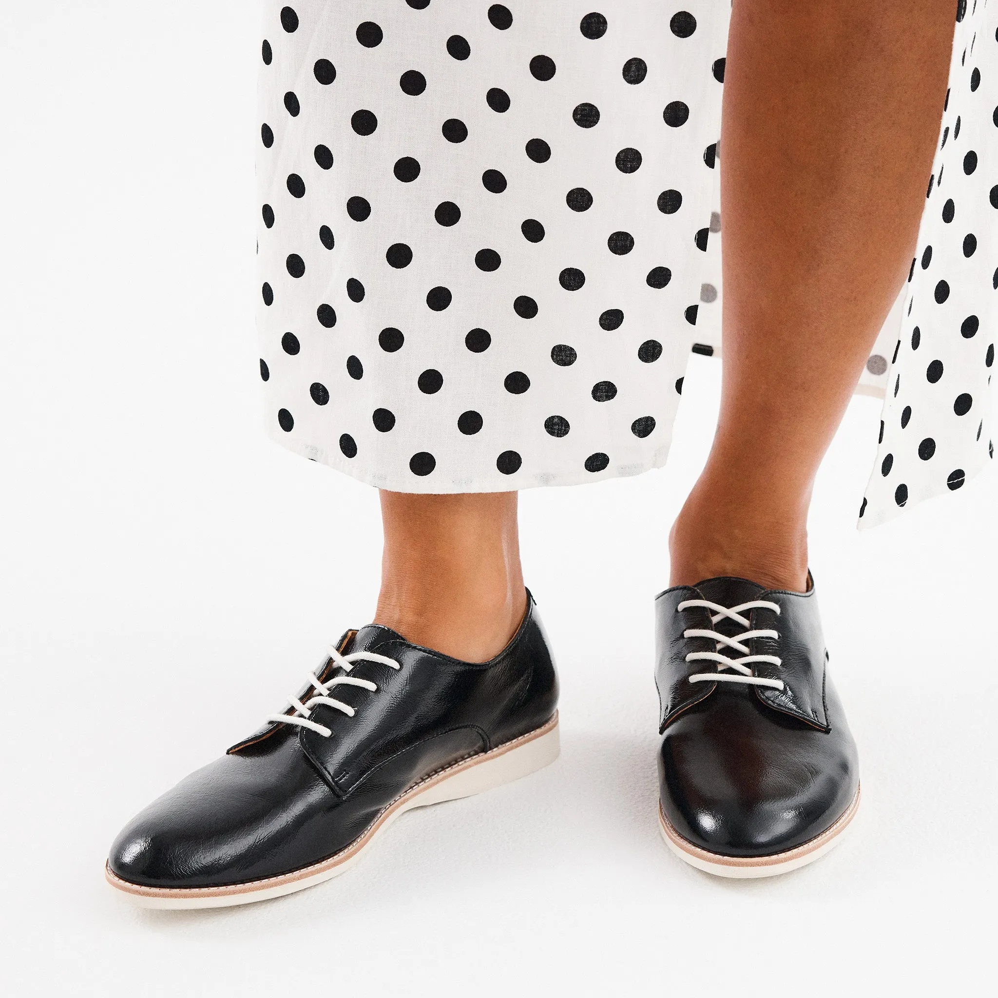 Derby Super Soft Black Patent Crinkle Leather