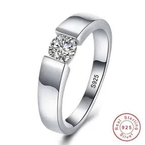 Diamond Solitaire Men's Ring - 925 Sterling Silver