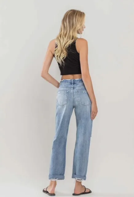 Distressed Rigid Boyfriend Jeans