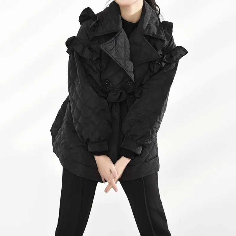 Doryo Long Sleeve Ruffle Bandage Coat