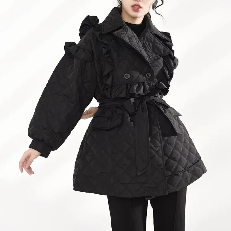 Doryo Long Sleeve Ruffle Bandage Coat