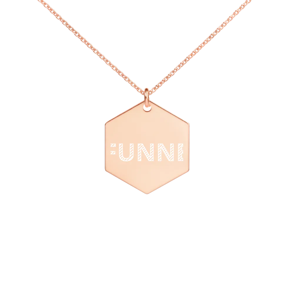 Engraved Silver Hexagon Necklace