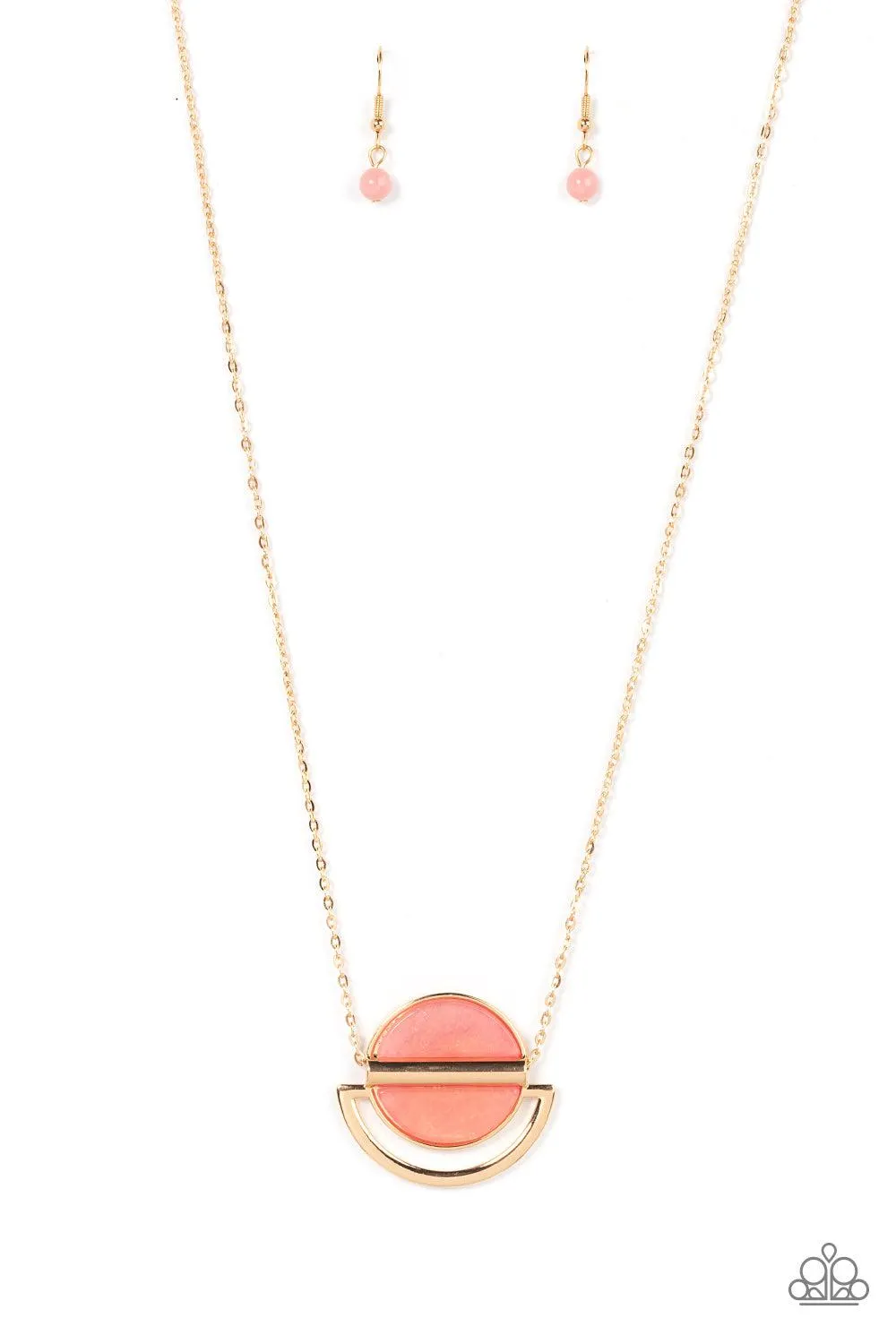 Ethereal Eclipse Pink Stone & Gold Necklace - Paparazzi Accessories