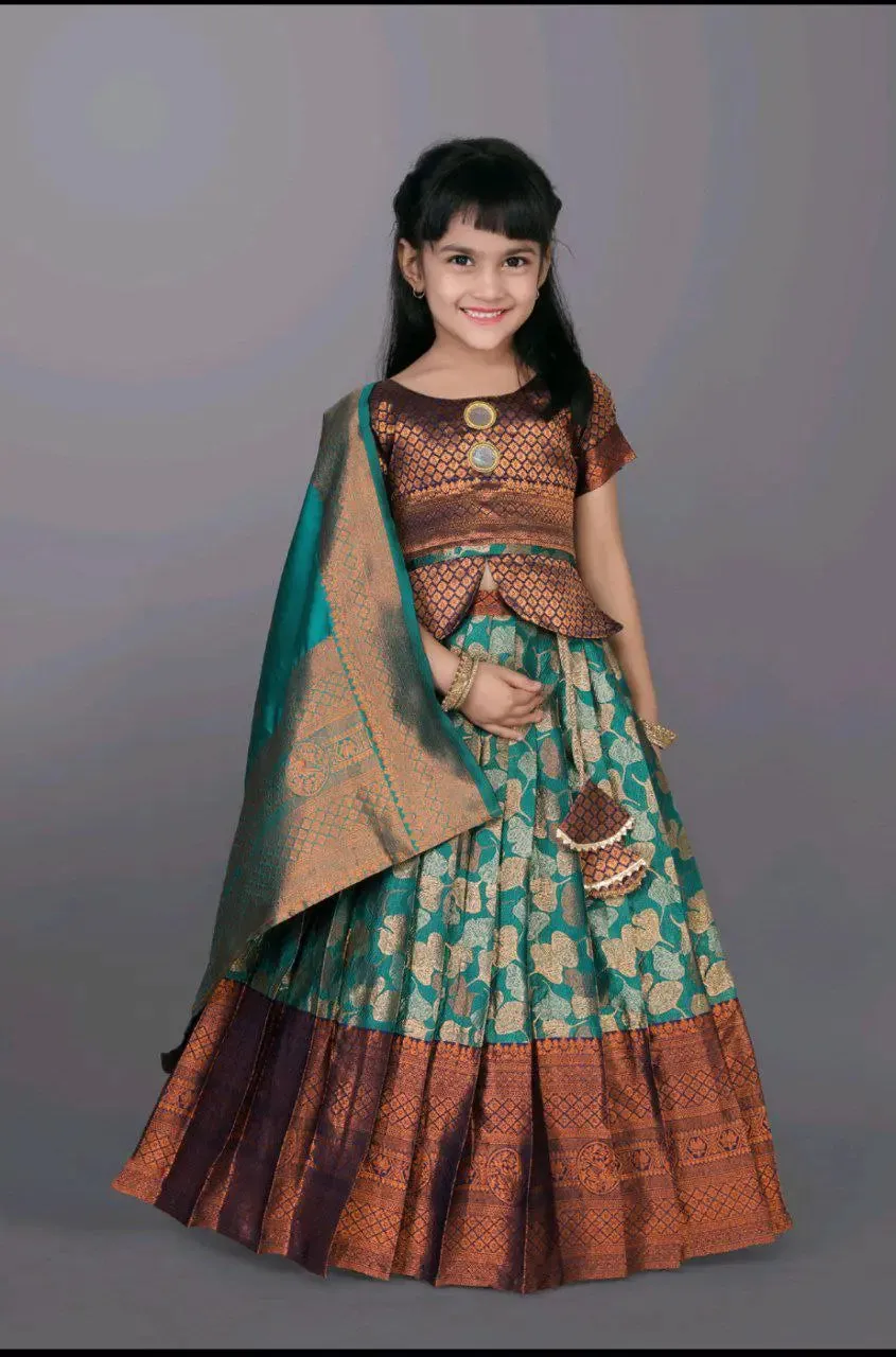 Ethnic Kids Blue Girl Lehenga Choli Dupatta