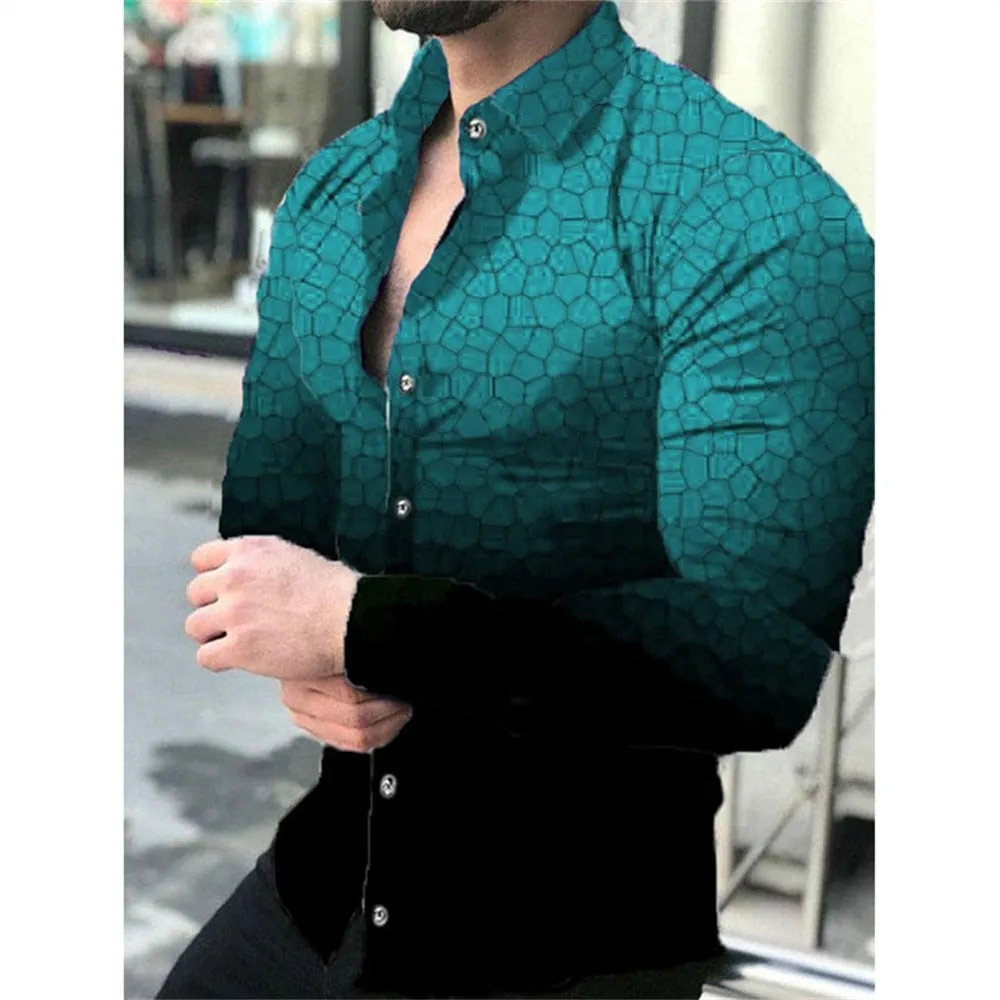 Fashion Luxury Men Single Breasted Long Sleeve Shirt