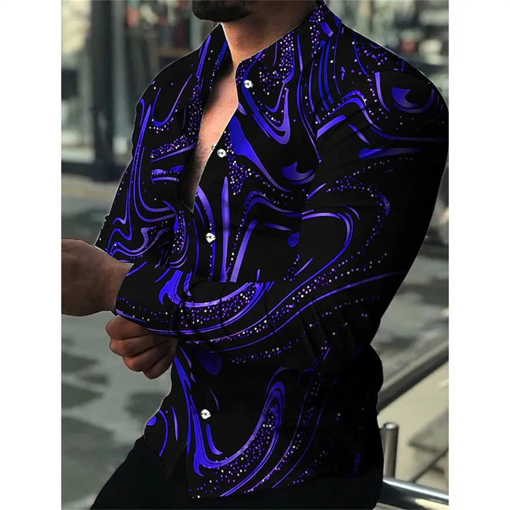 Fashion Luxury Men Single Breasted Long Sleeve Shirt