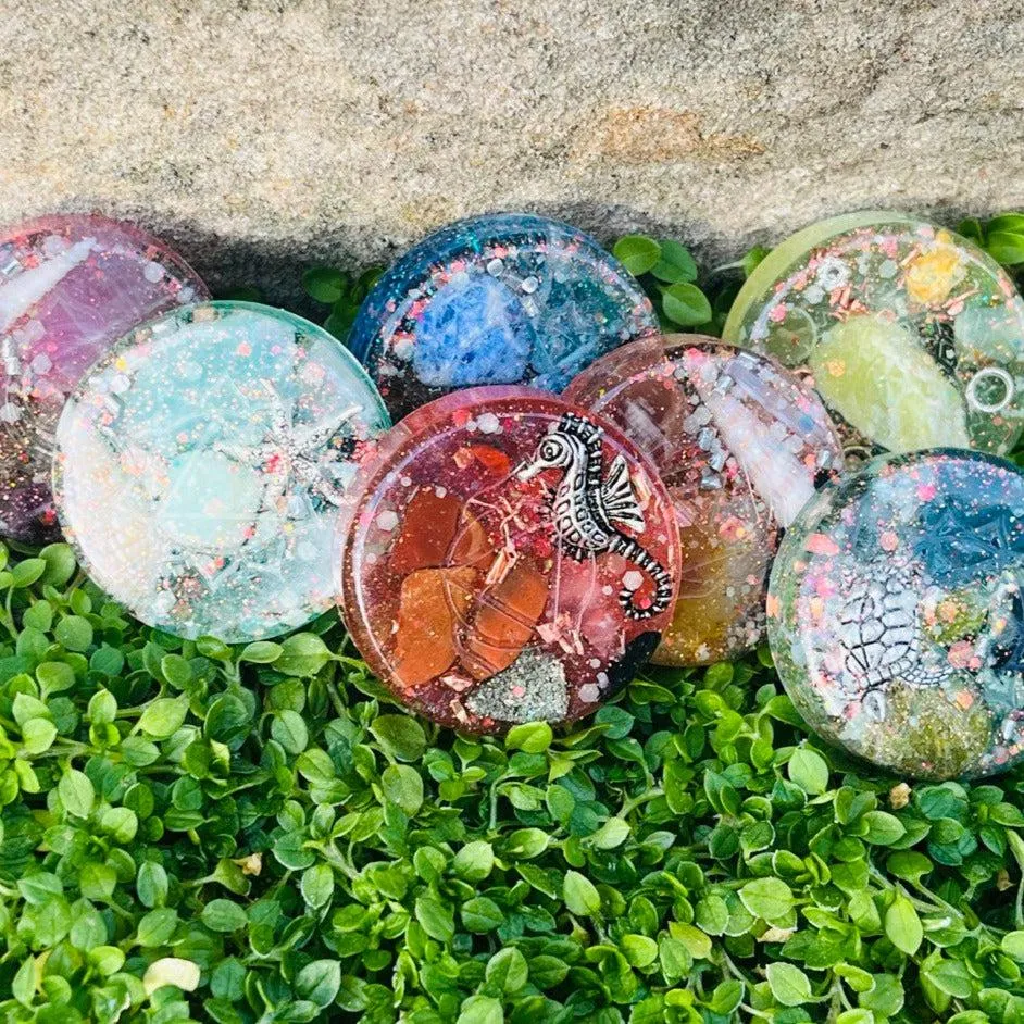 Flat Orgonite Chakra Sets ~ Infused with crystals, metals and love! ~ Great for EMF protection and Gifting