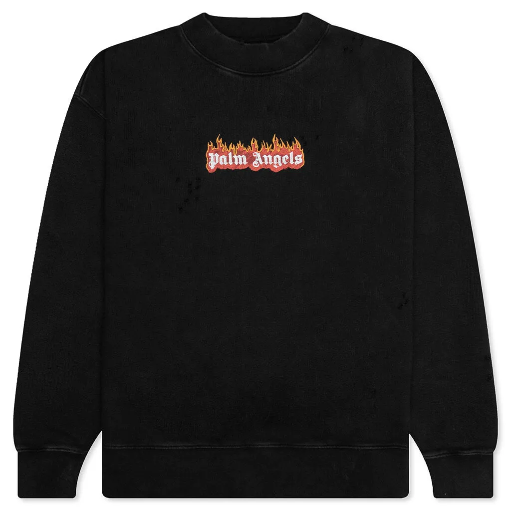 GD Burning Logo Crewneck - Black/White