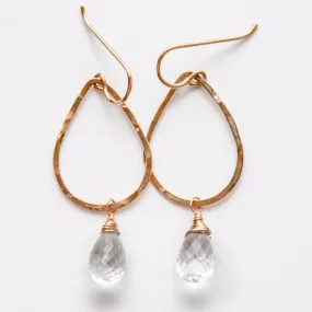 Gemstone Teardrop Hoops - Crystal Quartz