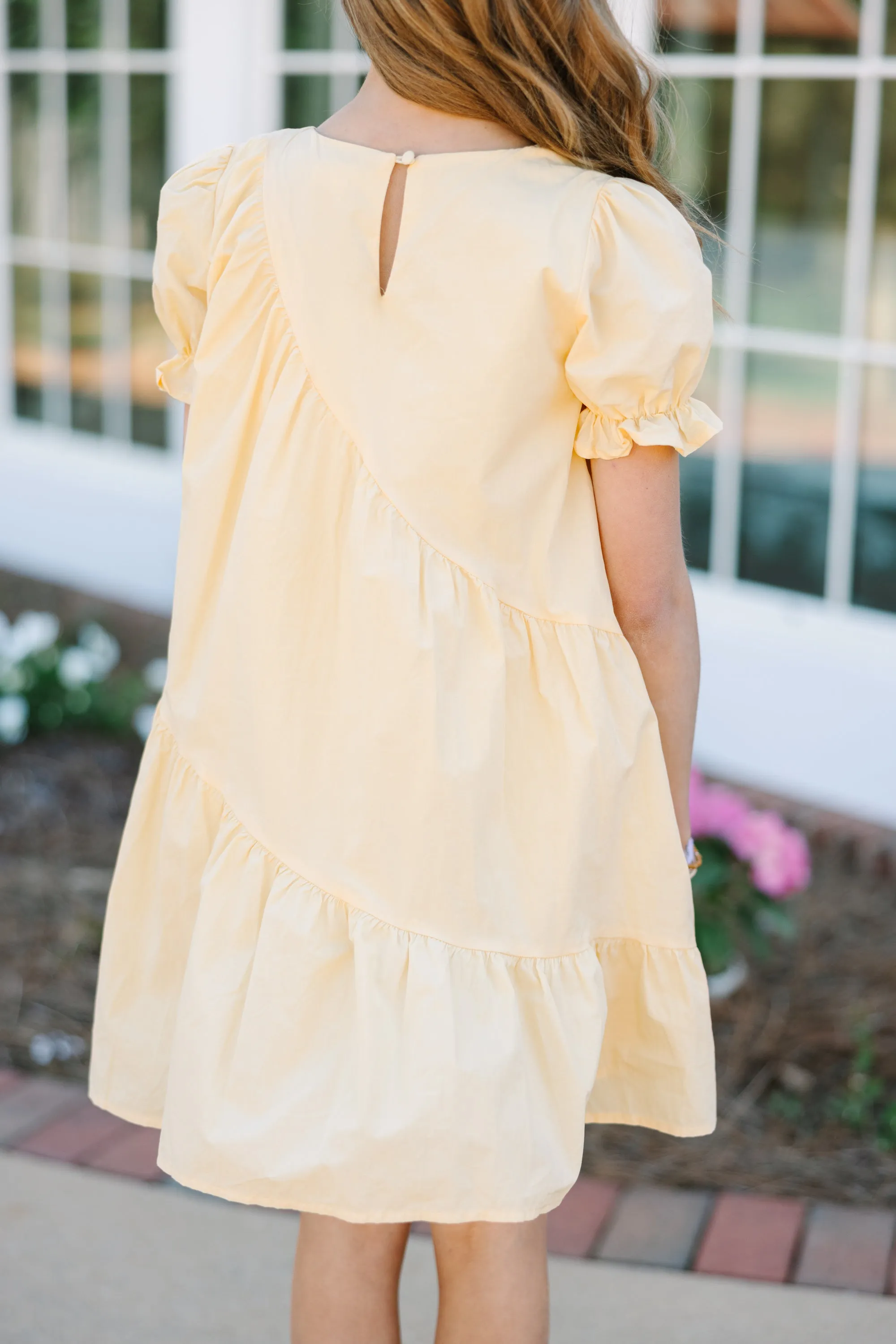 Girls: All Joy Yellow Ruffled Dress