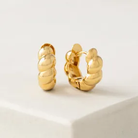 Gold Plated Croissant Puff Hoop Earrings