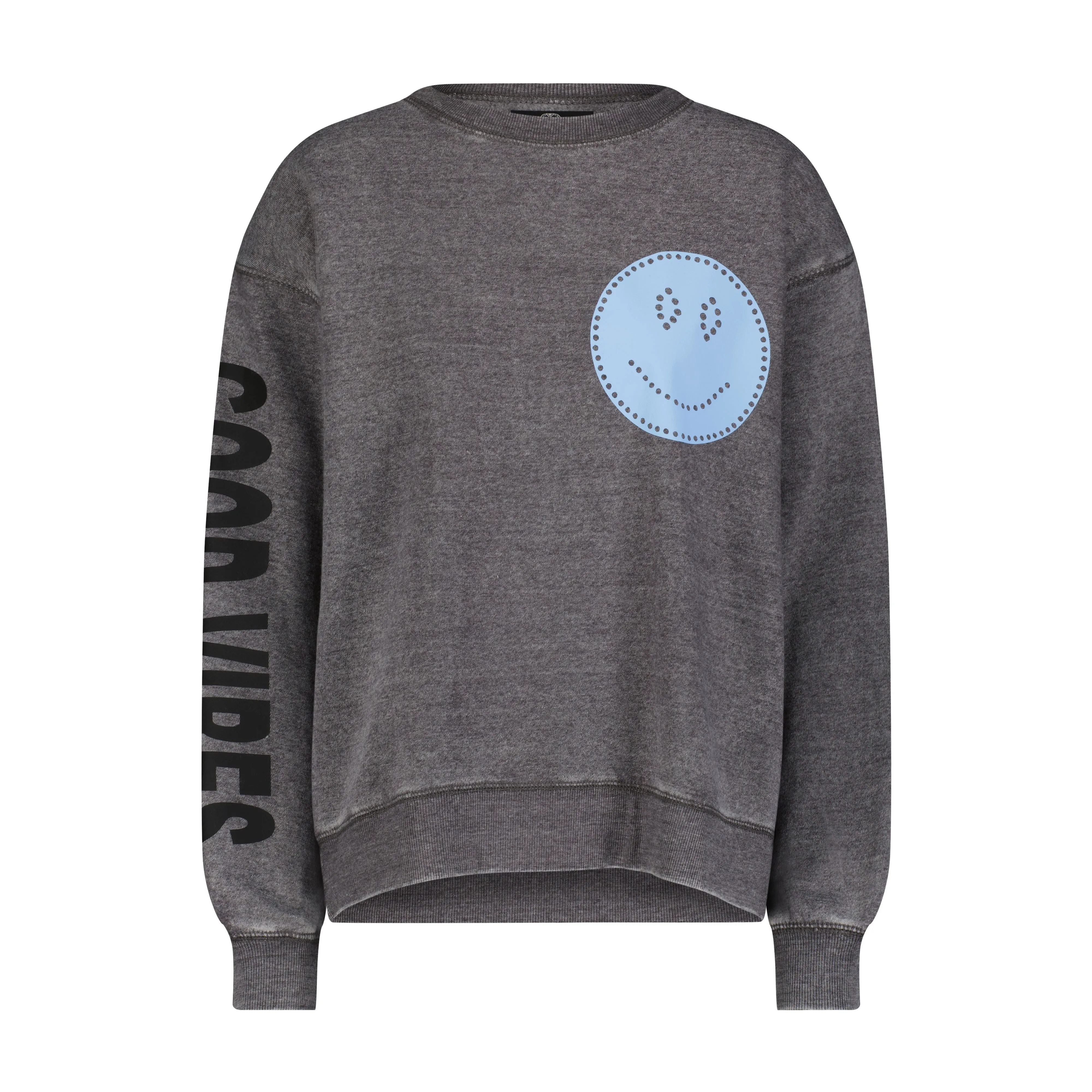 Good Vibes Lt blue Smile Grey Sweatshirt