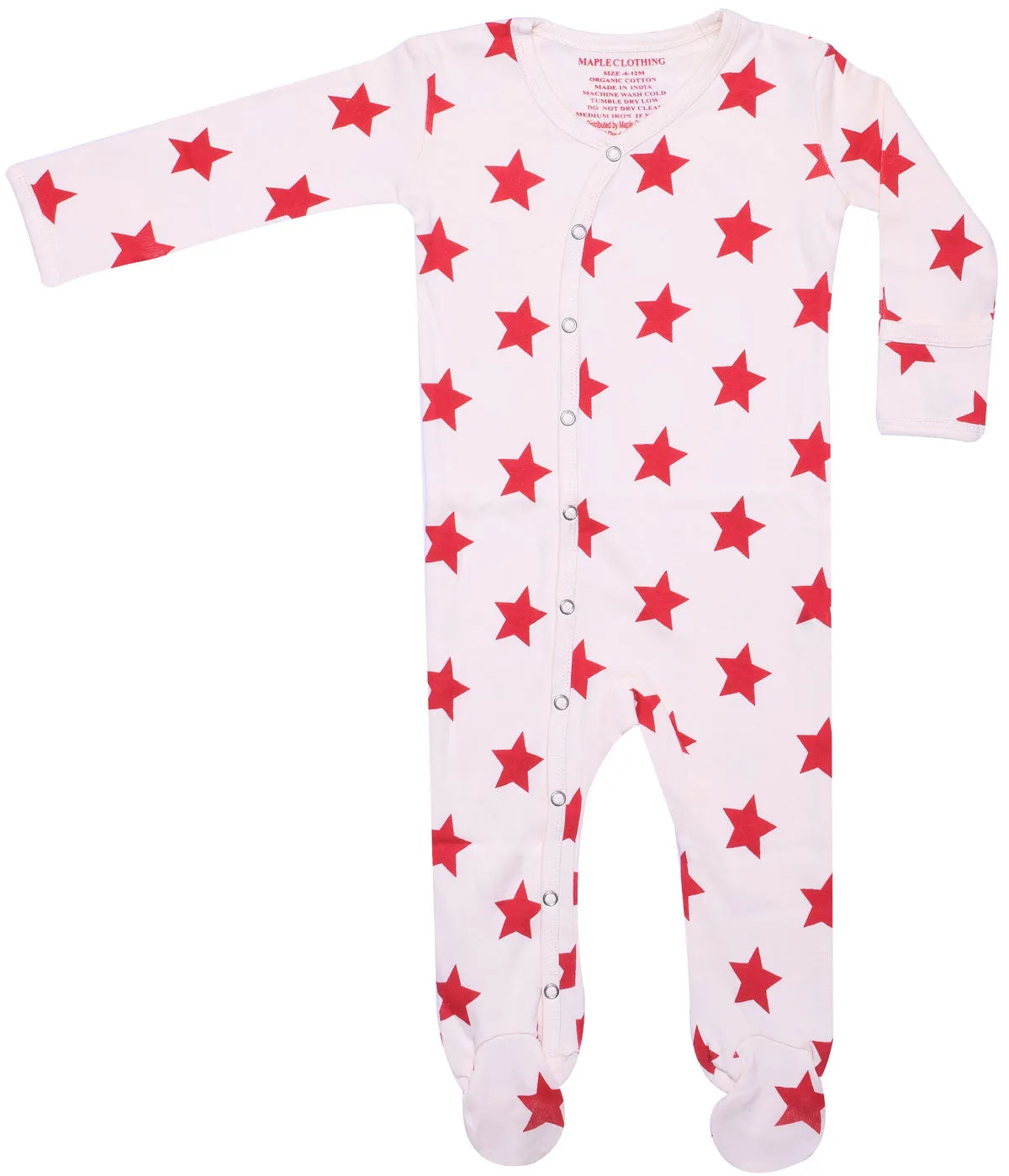 GOTS Certified Organic Cotton Baby Clothes Footed Sleepwear (Star)