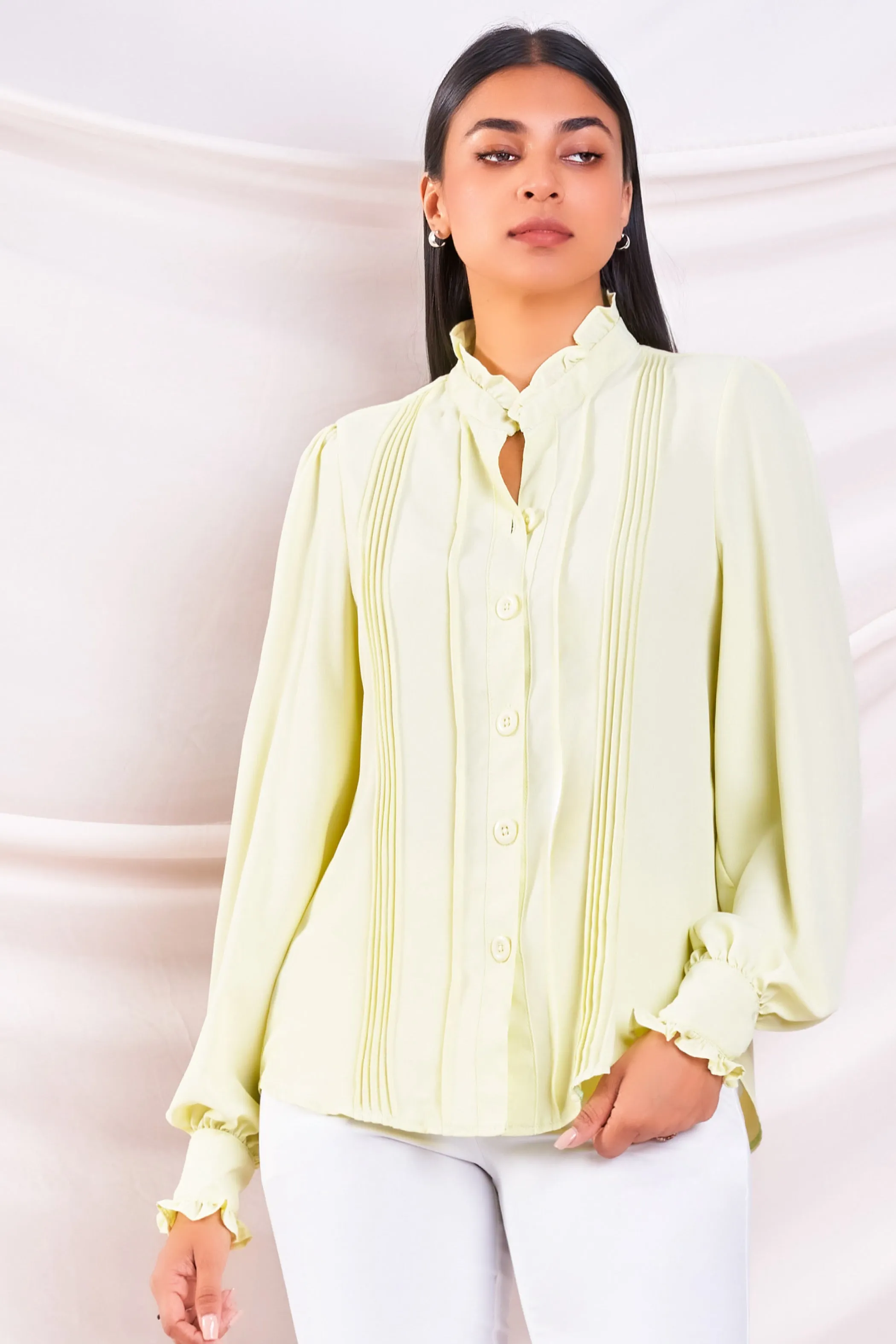 Green Pin Tuck Shirt