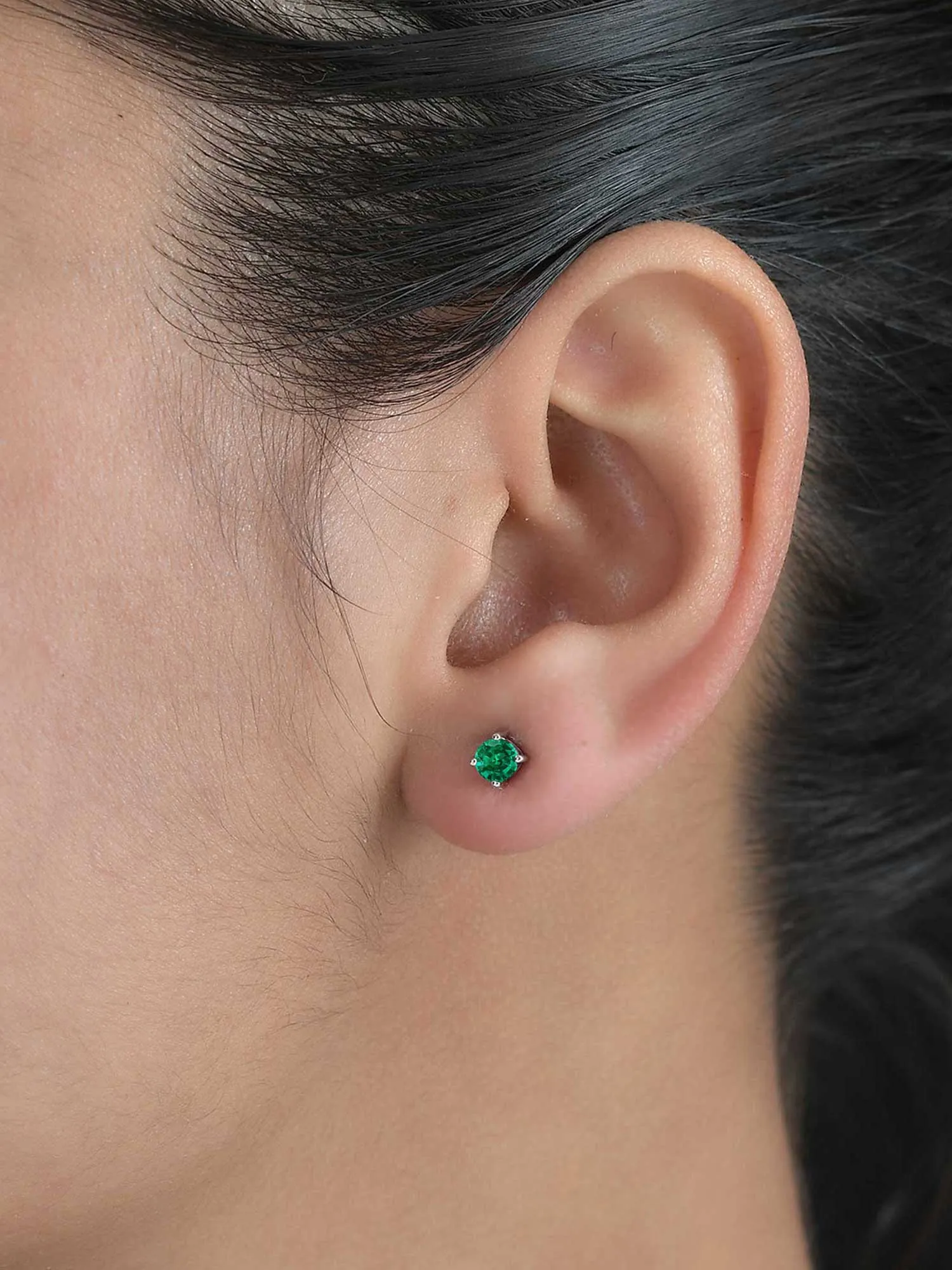 Half Carat Green Emerald Studs For Women