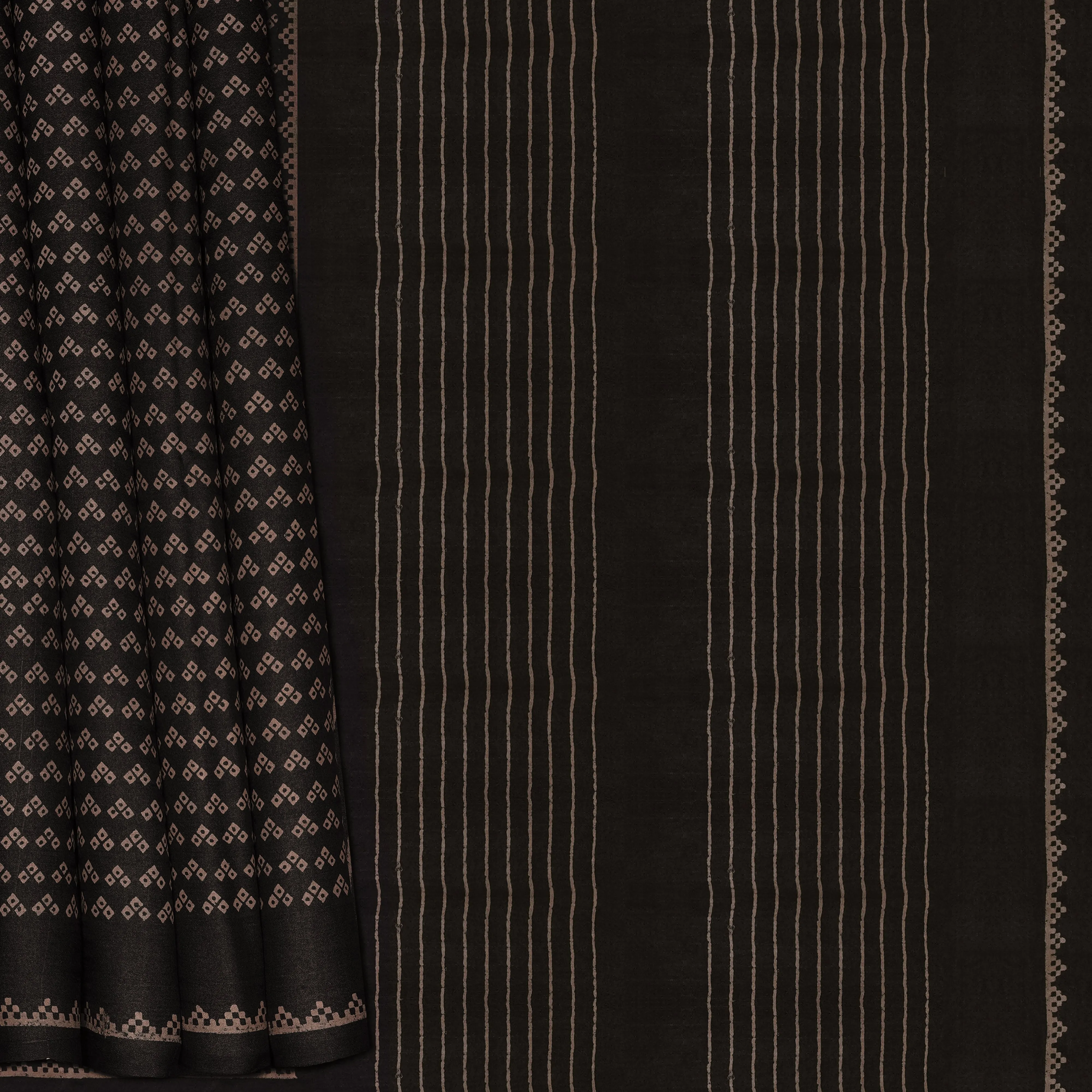 Handwoven Black Tussar Silk Saree - 2118T010622DSC