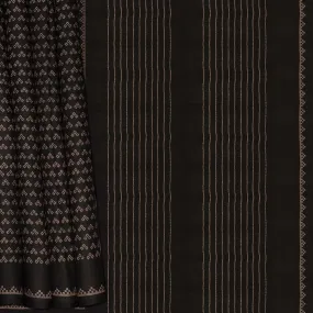 Handwoven Black Tussar Silk Saree - 2118T010622DSC